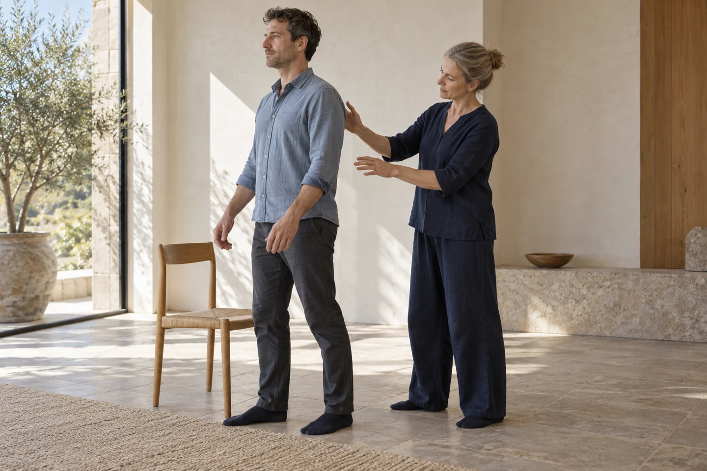 Illustrative Alexander Technique lesson exploring standing and movement with teacher guidance